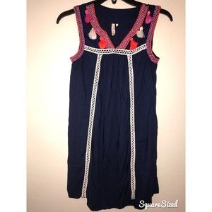 Adorable Red Camel Navy Dress with tassels